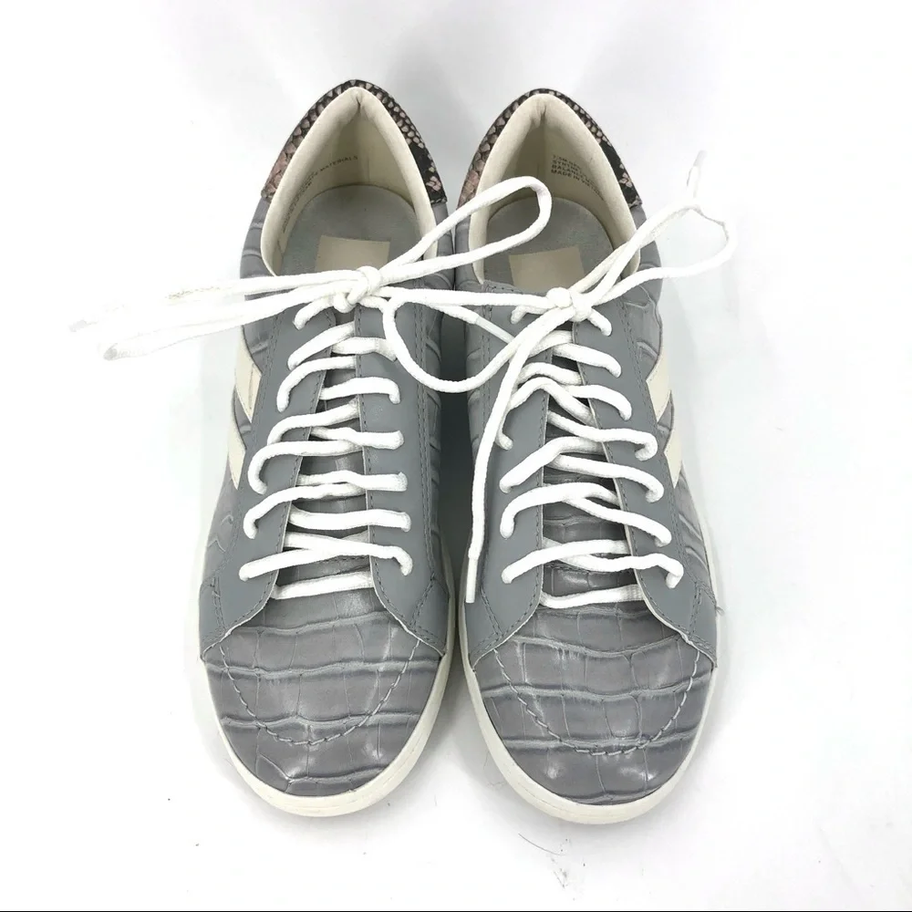 Dolce Vita Neo Sneakers Womens 7.5 Croc Snake Reptile Glitter Heel Shoes Skater